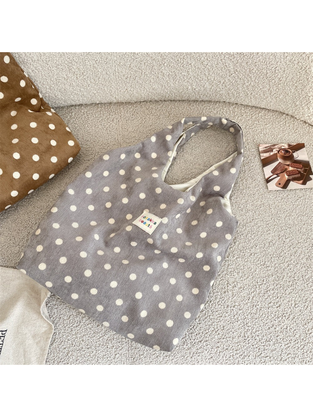 Cosbai - Polka Dot Soft Shoulder Tote Bag