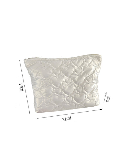 Cosbai cosmetic bag featuring heart pattern and zipper detail