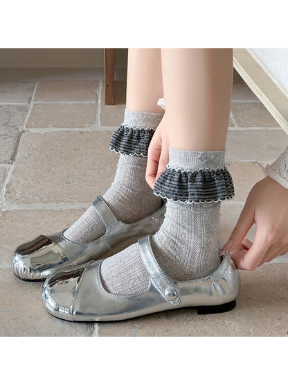 Rufia - Bow Trim Ballet Style Crew Socks for Women