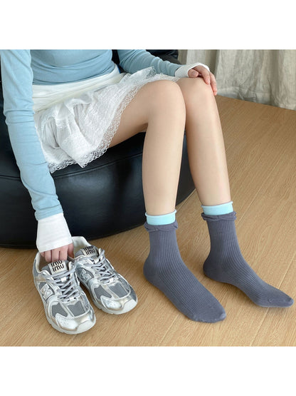 Rufia - Ballet Ruffle Ribbed Crew Socks product image 3
