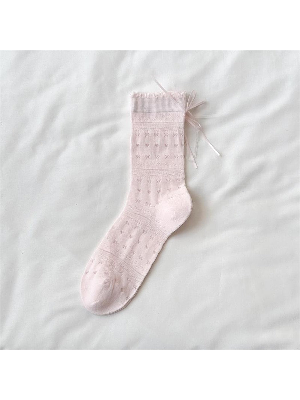 Rufia - Hearts and Bow Embossing Crew Socks