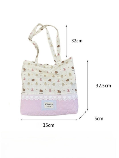 Cosbai - Floral Print Tote Shoulder Bag