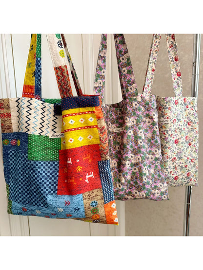 Cosbai - Floral Print Everyday Tote Bag