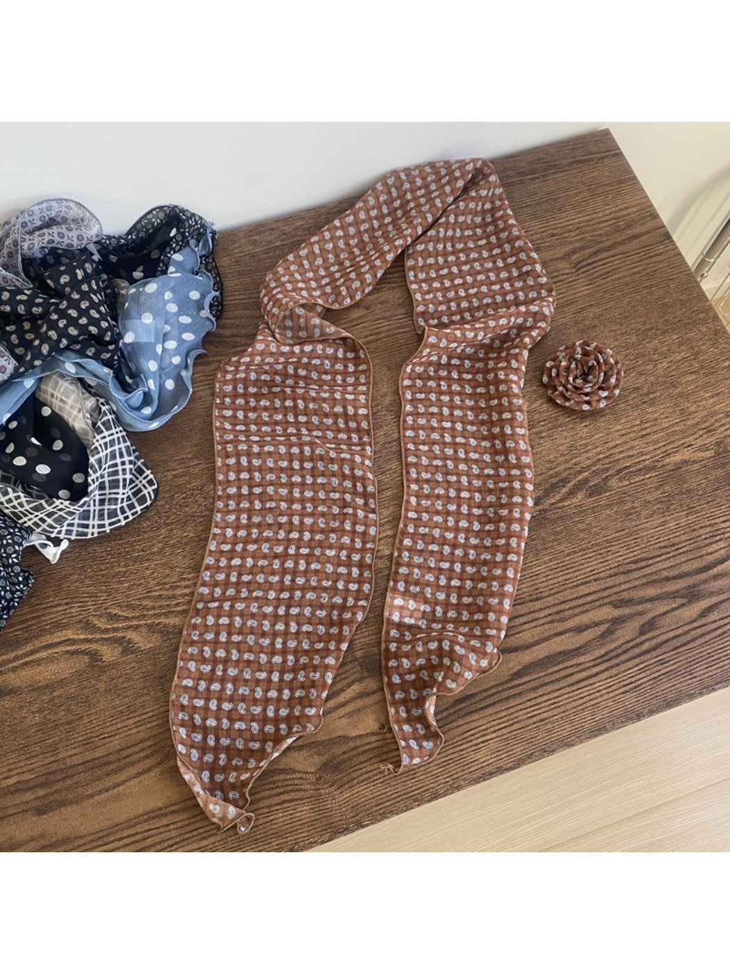 Scarvii Sheer Polka Dot Skinny Scarf