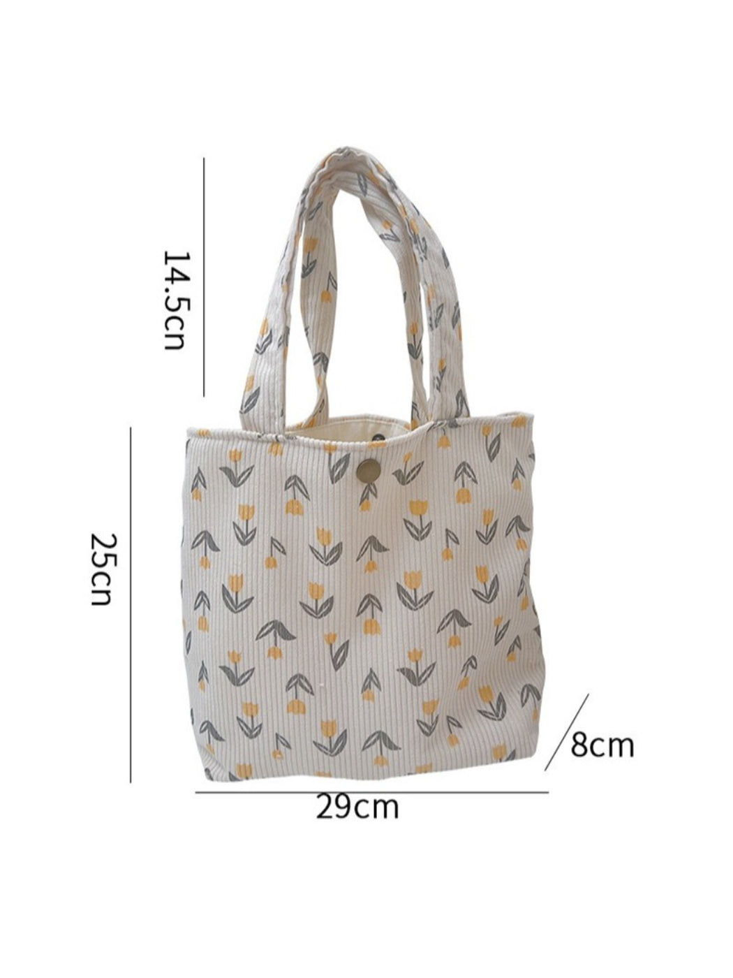 Cosbai - Soft Tulip Floral Print Casual Small Tote Bag