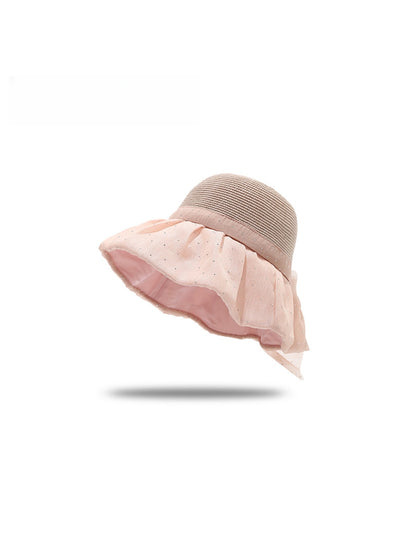 Haila - Ribbon Bow Decorate Wide Brim Bucket Hat