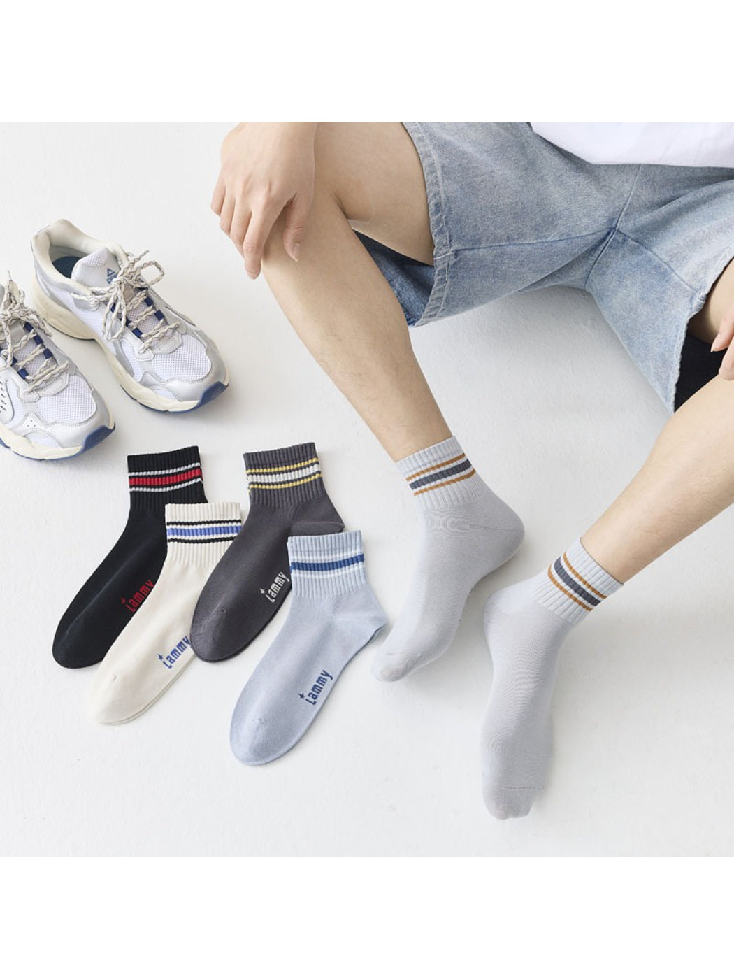 Rufia - Ribbed Stripe Ankle Socks product image 1