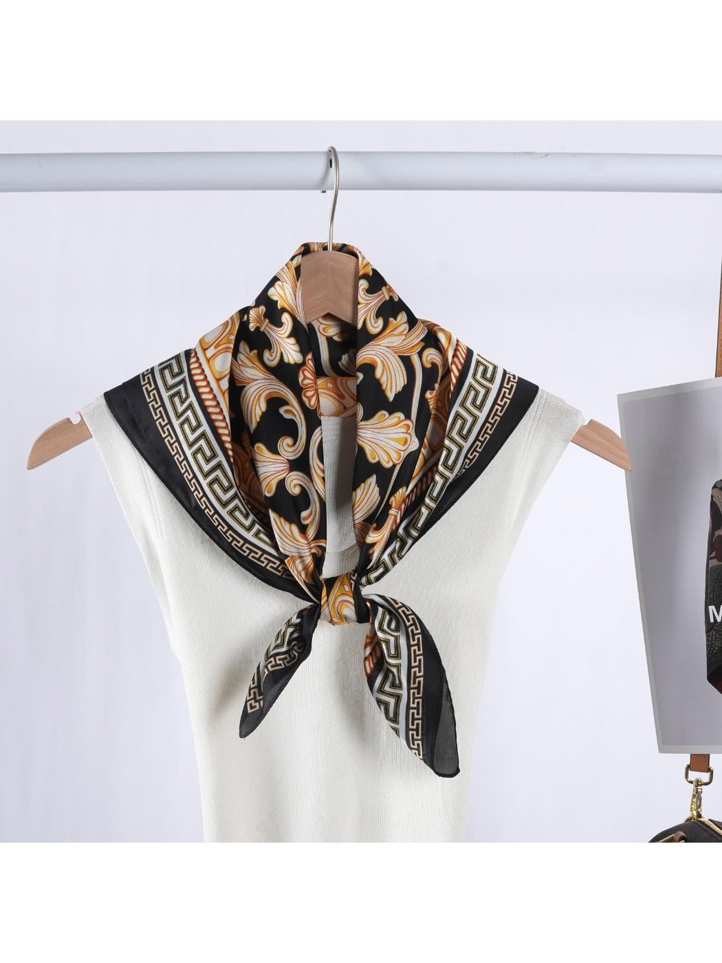 Scarvii - Greek Key Border Baroque Square Scarf