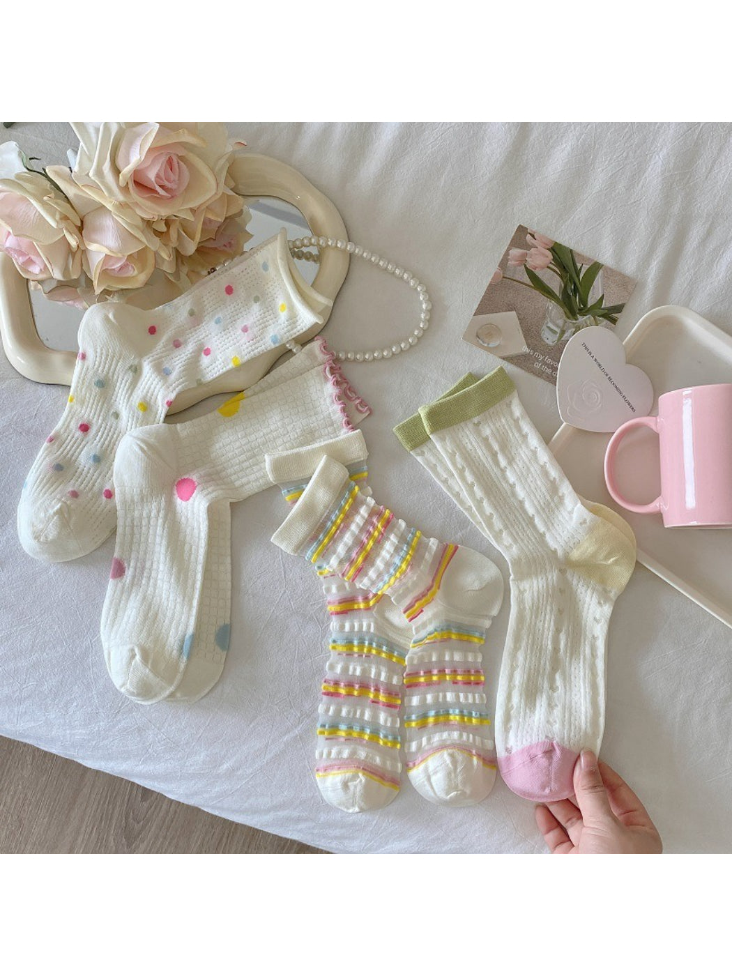 Rufia - Pastel Texture Mix Crew Socks