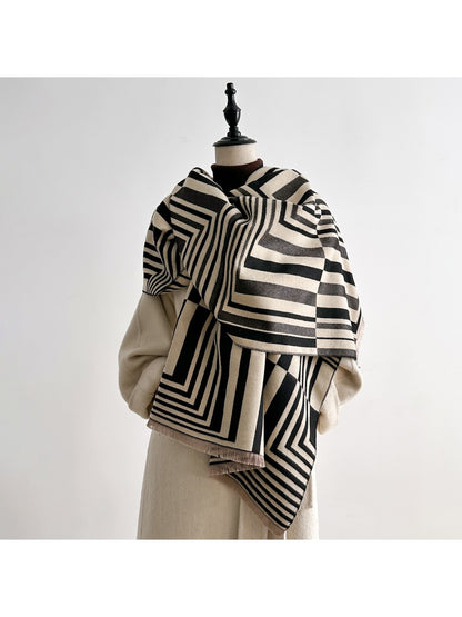 Scarvii – Striped Geometric Winter Scarf & Shawl