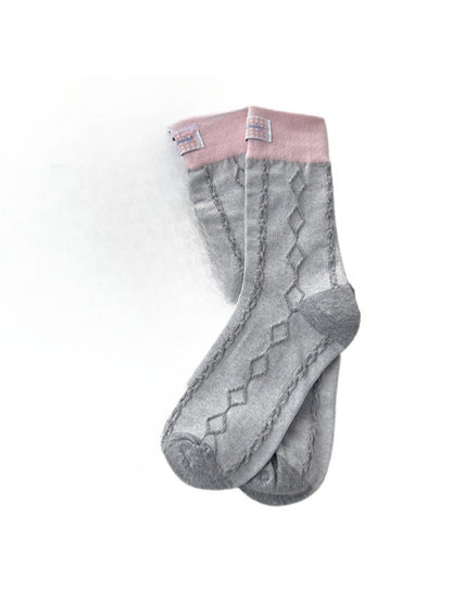 Rufia - Retro Simple Argyle Patchwork Mid-Calf Socks