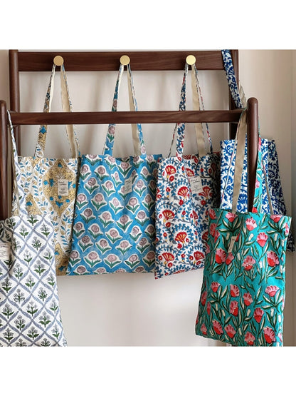 Cosbai - Botanical Block Print Tote Bag