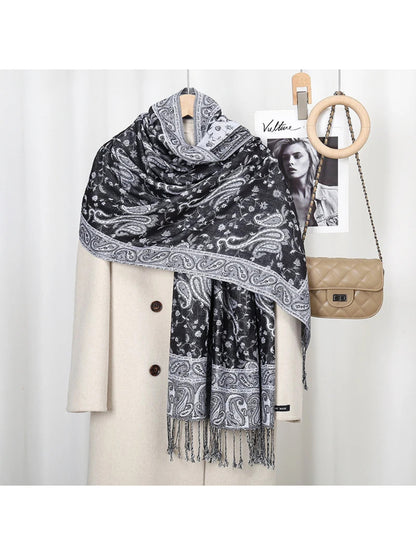 Scarvii - Paisley Floral-Vine Fringe Scarf
