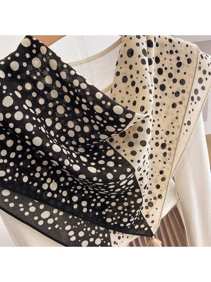 Scarvii - Diagonal Split Polka Dot Print Square Scarf