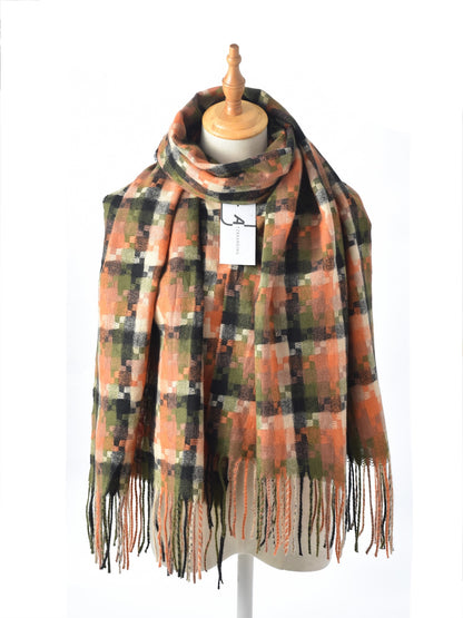 Scarvii – Pixel Plaid Fringe Scarf