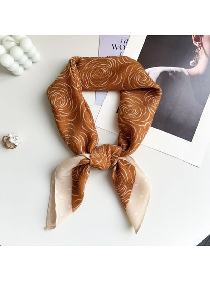 Scarvii - Floral Swirl Polka-Dot Border Square Scarf