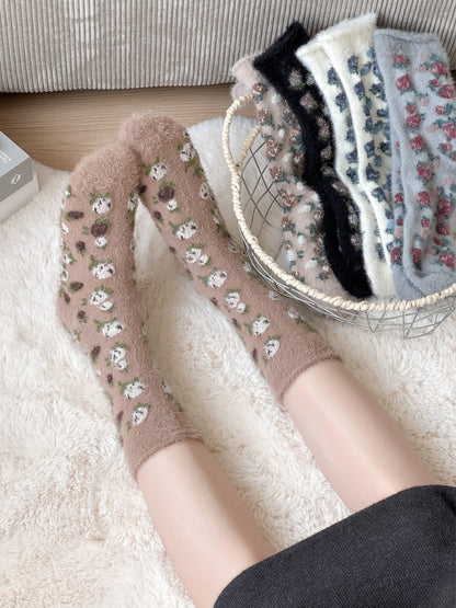 Rufia - Soft Floral Texture Crew Socks