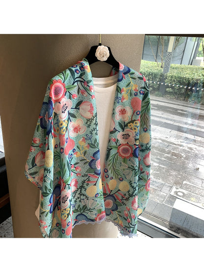 Scarvii - Botanical Illustrated Pattern Shawl Scarf