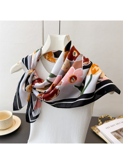 Scarvii - Floral Print Square Scarf