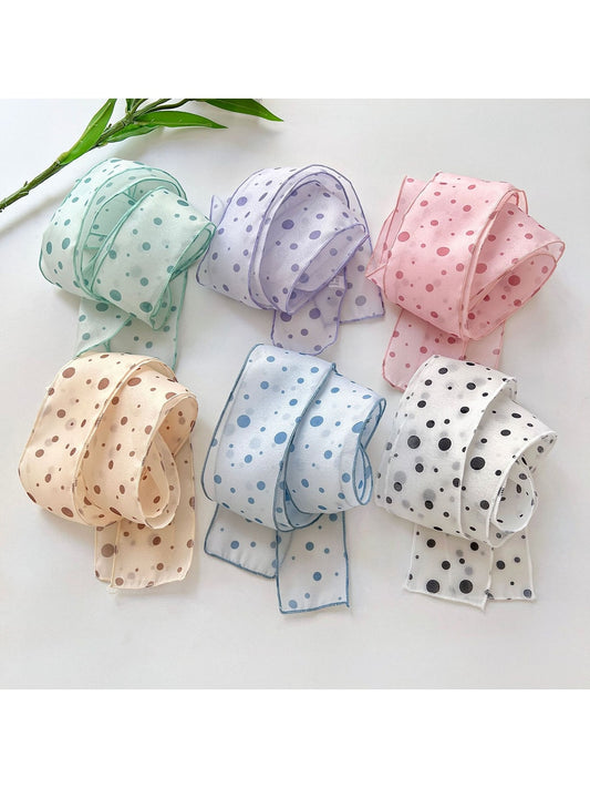 Scarvii - Cute Polka Dot Printed Long Narrow Scarf