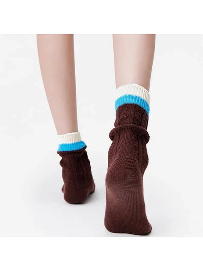 Rufia - Textured Geometric Panel Crew-Length Socks