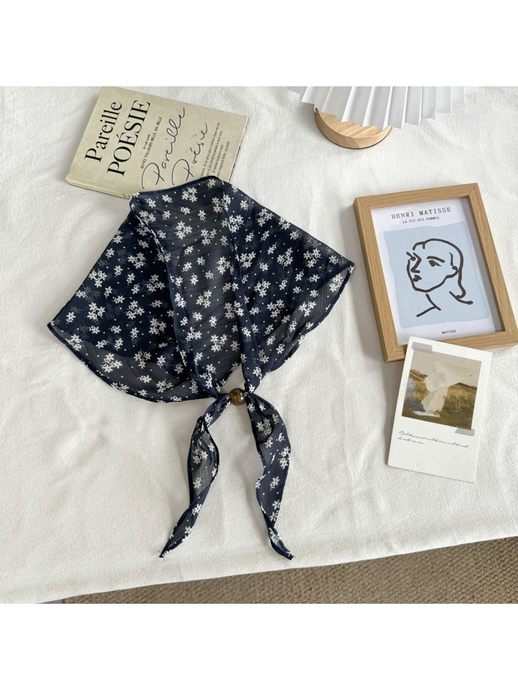 Scarvii - Simple Style Floral and Polka Dot Triangle Scarf