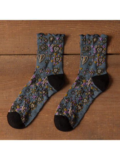 Rufia - Sweetheart Embroidered Crew Socks