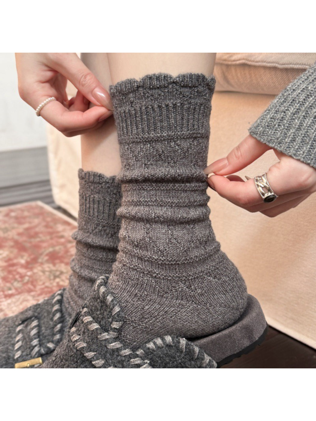 Rufia - Textured Jacquard Crew Socks