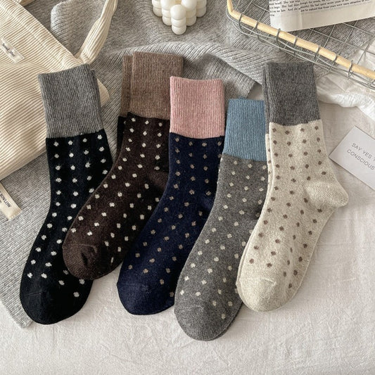 Rufia - Polka Dot Color-Block Thickened Warm Socks