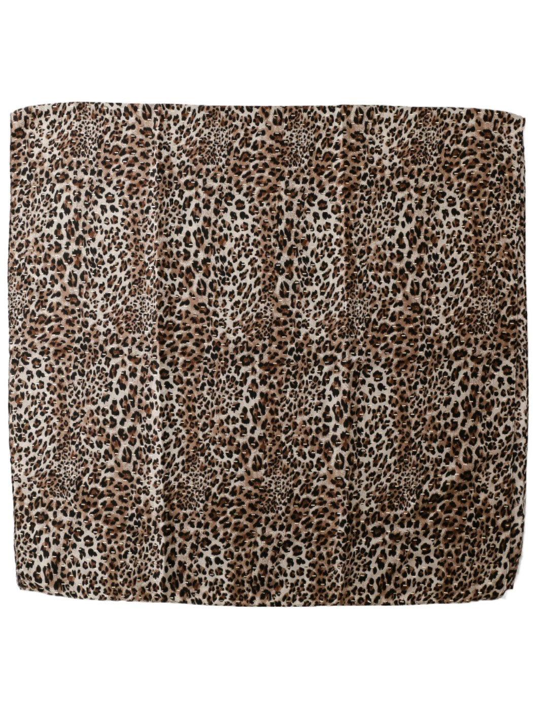 Scarvii leopard pattern scarf folded neatly on a flat surface
