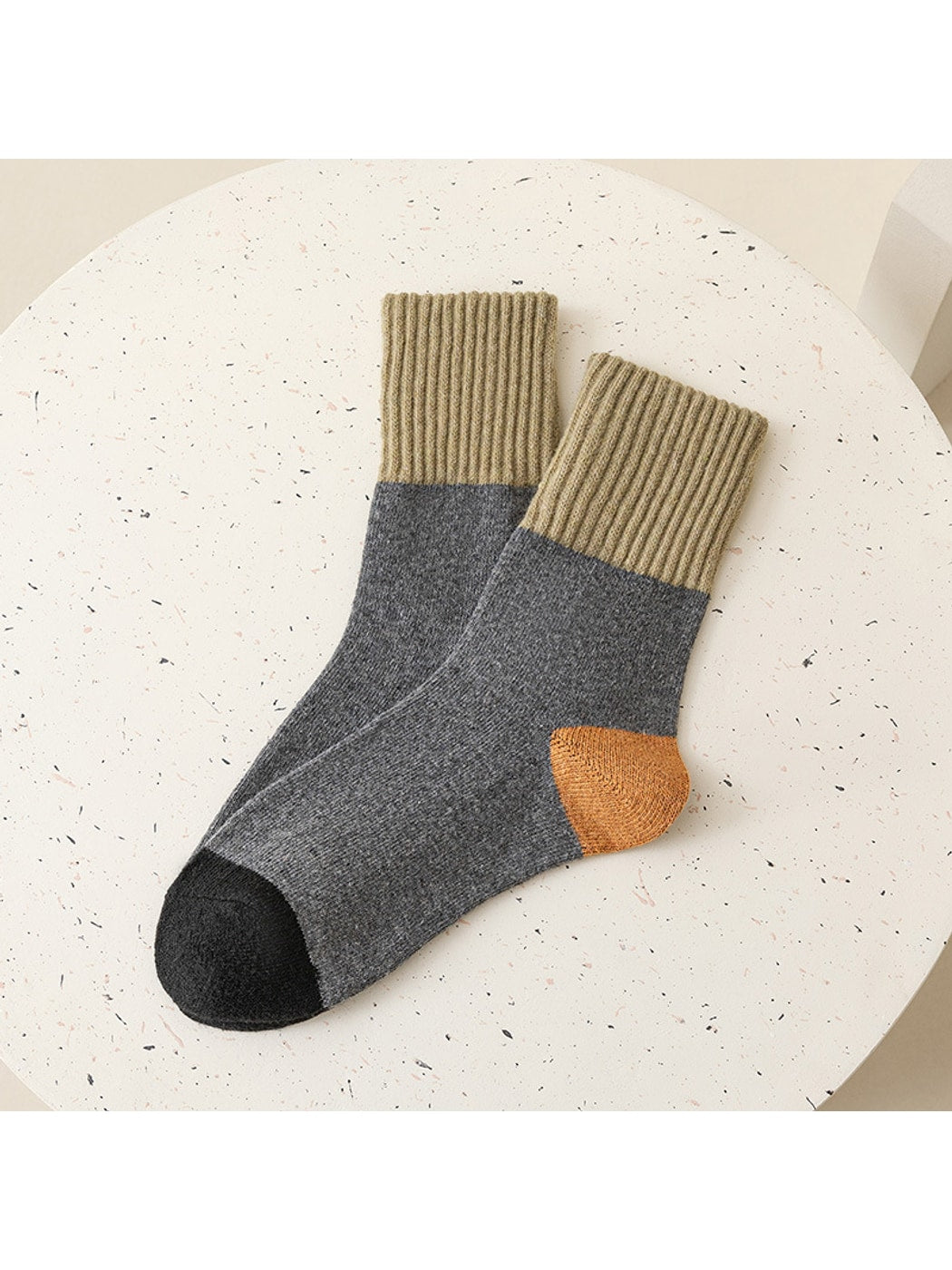Rufia - Retro Earth Tone Color Block Crew Socks