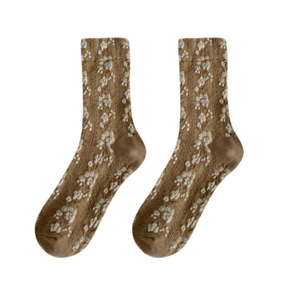 Rufia - Women's Floral Print Mid-Calf Socks - Vintage & Classic