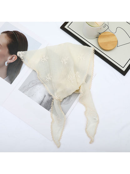 Scarvii - Embroidered Lace Edge Triangle Bandana