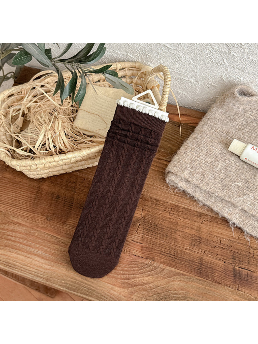 Rufia - Floral Bow Knit Crew Socks