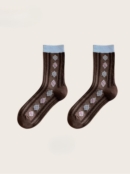 Rufia - Mixed Pattern Textured Crew Socks