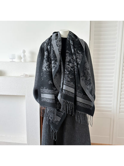 Scarvii - Reversible Jacquard Fringe Scarf