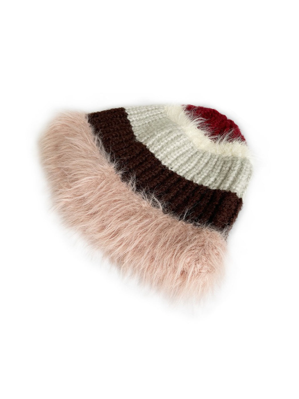 Haila - Colorblock Fuzzy Trim Knit Beanie