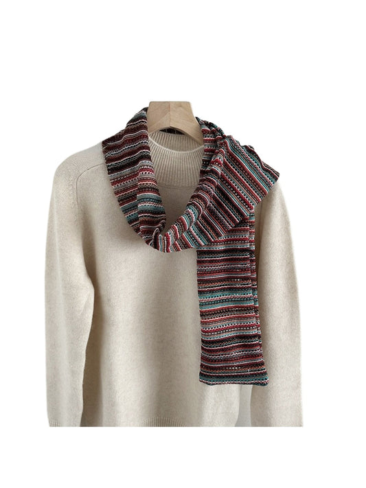Scarvii - Winter Couple's Openwork Striped Scarf