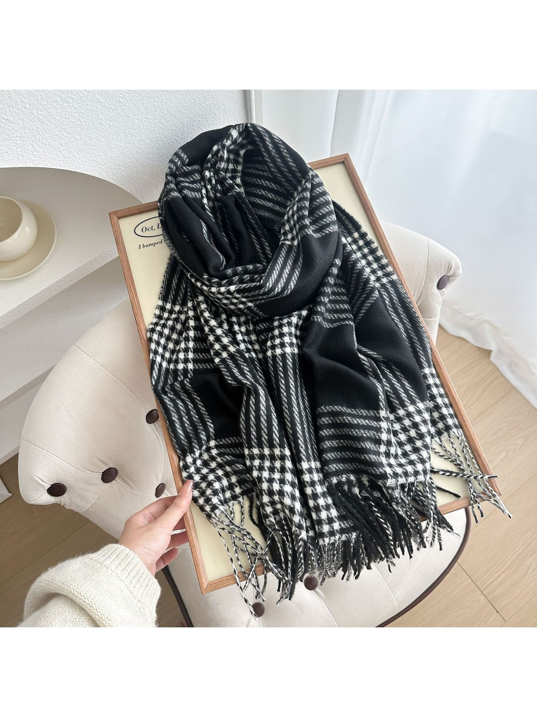 Scarvii - Long Plaid Draped Tassel Winter Scarf