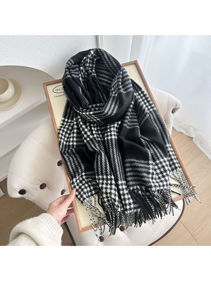 Scarvii - Long Plaid Draped Tassel Winter Scarf