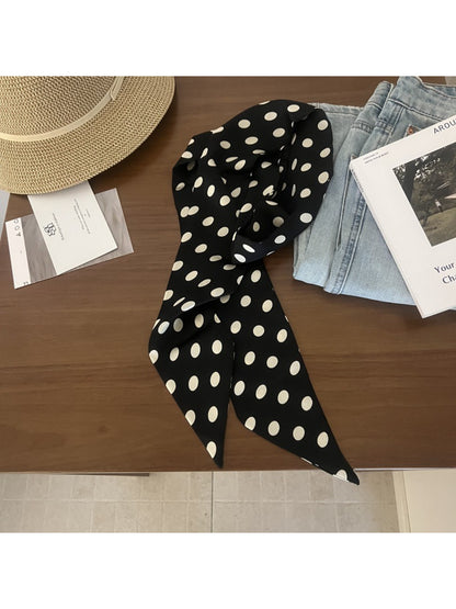 Scarvii Vintage Style Polka Dot Skinny Scarf