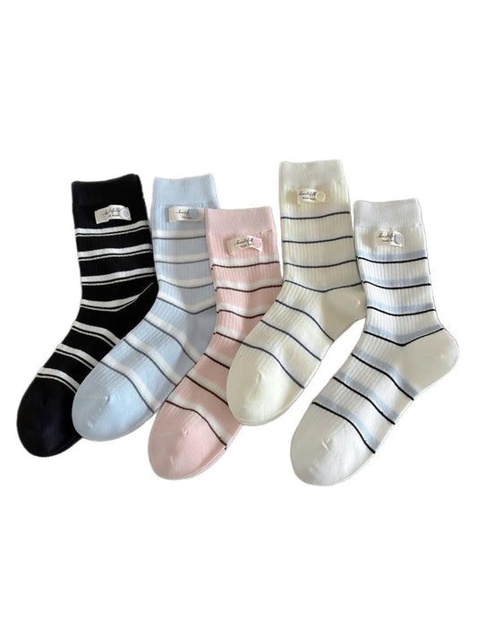 Rufia - Classic Striped Ribbed Crew Socks