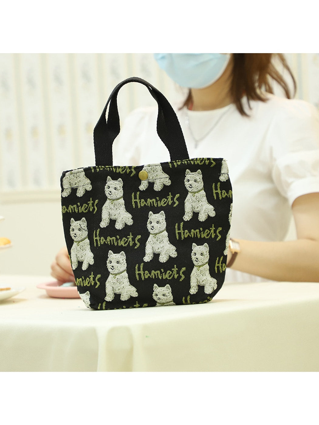 Cosbai - Simple Print Hand Carry Lunch Bag