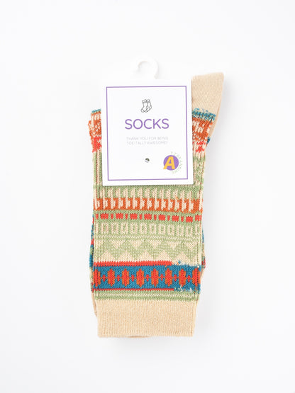 Rufia - Vintage Geometric Pattern Women's Mid-Calf Socks