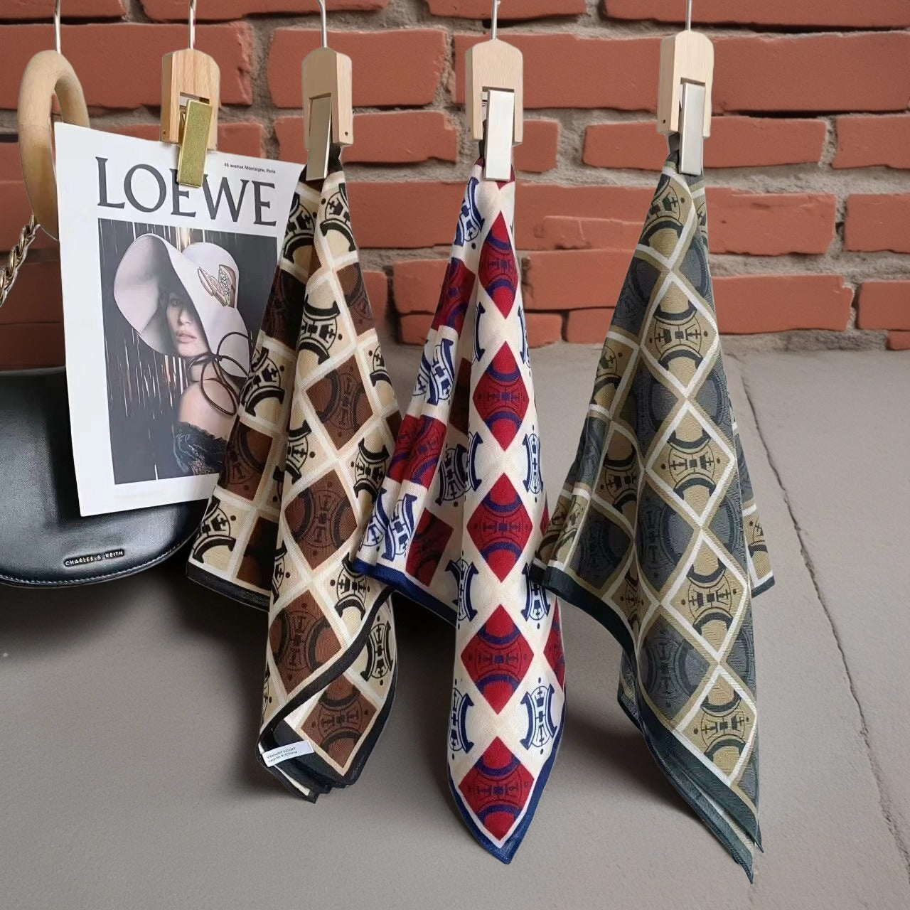 Scarvii - Letter Print Checkered Scarf