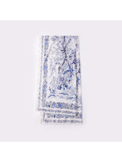 Scarvii - Lightweight Floral and Bird Print Shawl
