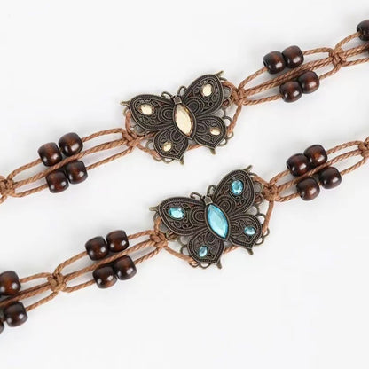 Beco Vintage Ethnic Woven Butterfly Waist Belt color options including BLUE, YELLOW