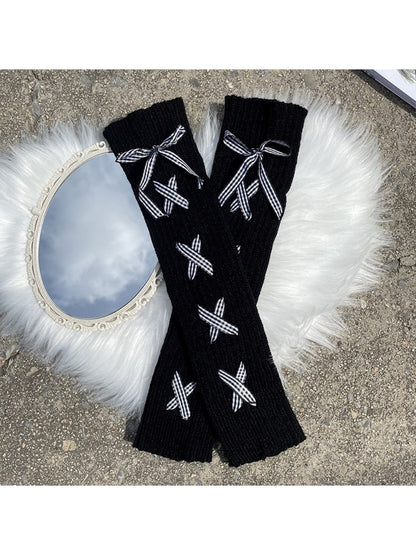 Cozyra - Tie Strap Jacquard Leg Warmers
