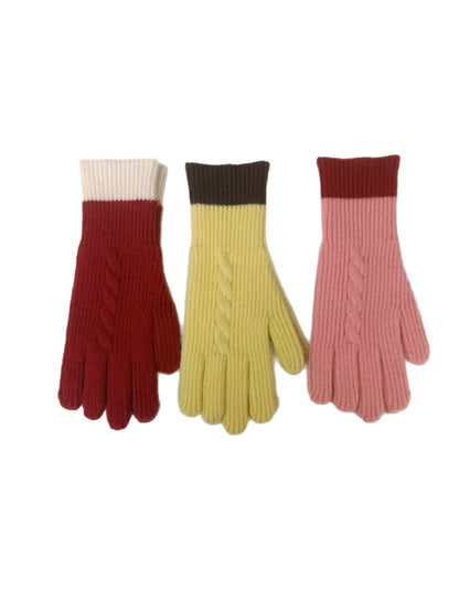 Gloving - Colorblock Cable Knit Gloves