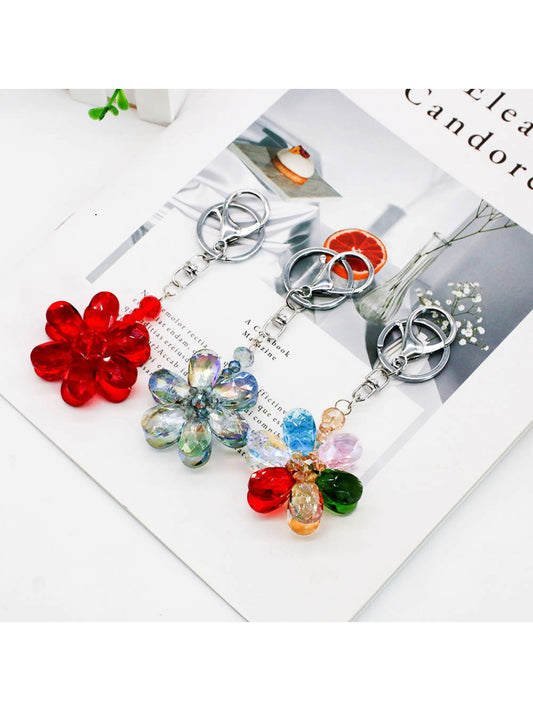 Koco Crystal Bloom Keychain Charm with floral motif